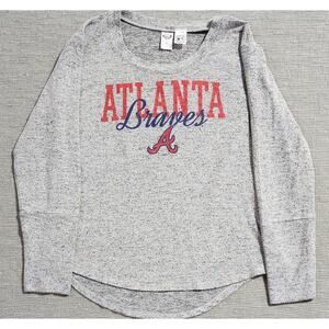 Atlanta Braves Pullover Sweatshirt Women’s L Gray MLB 3/4 Sleeve
